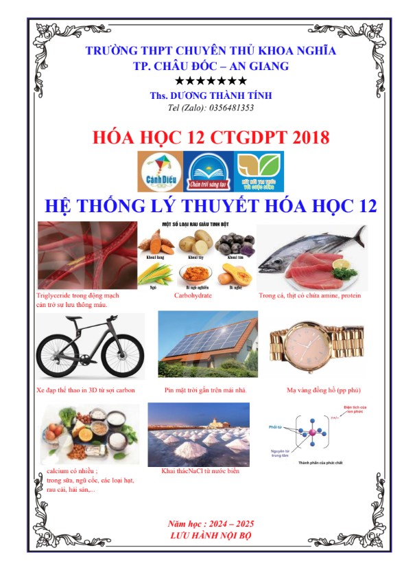 Hệ thống lý thyết hóa học 12